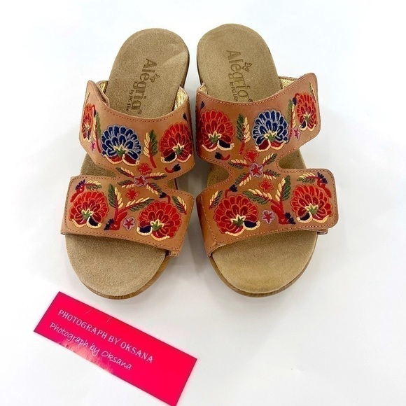 Alegria Women's Linn Sandal Cognac Multi Needles and Pins size 38 US7.5-8 - Picture 11 of 14